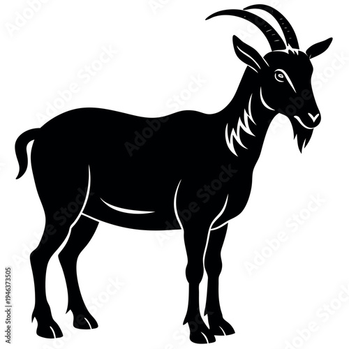 Goat animal silhouette vector. 