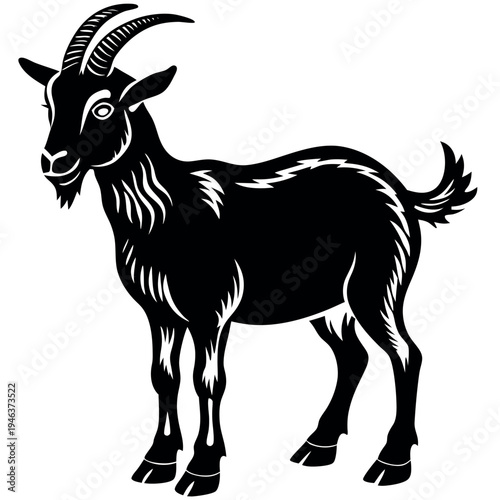 Goat animal silhouette vector. 