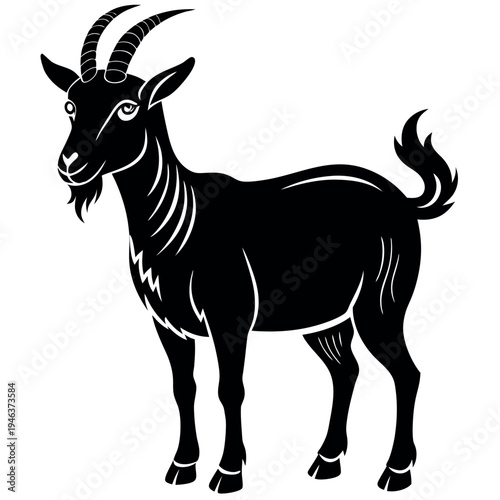 Goat animal silhouette vector. 
