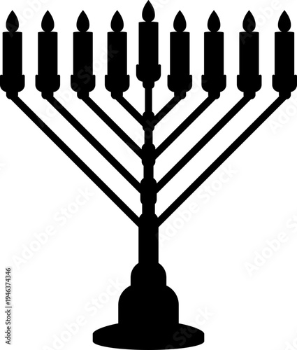 Hanukkah menorah candle icon vector, jewish holiday symbol light flame tradition religion celebration festival design isolated graphic element set collection group for web app print.