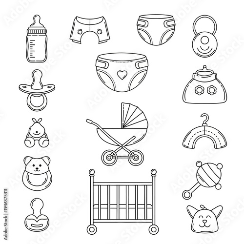 Baby items and nursery essentials collection.
