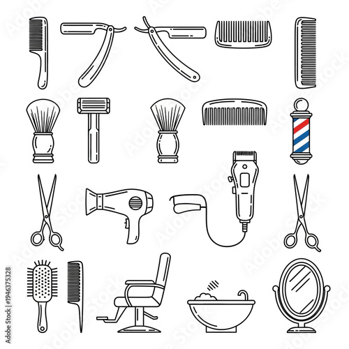 Barber shop tools and equipment.