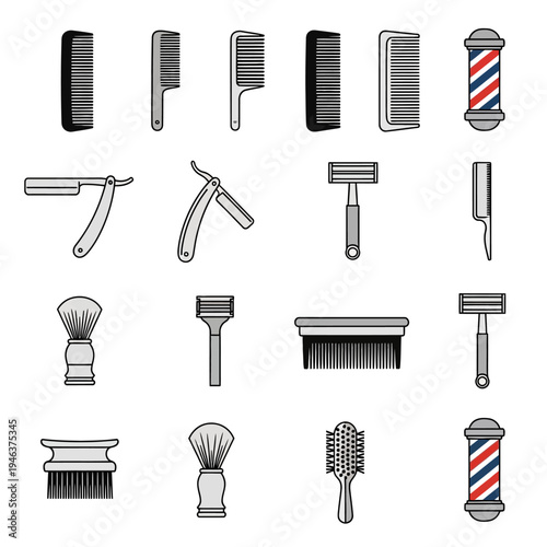 Barber tools and equipment collection.