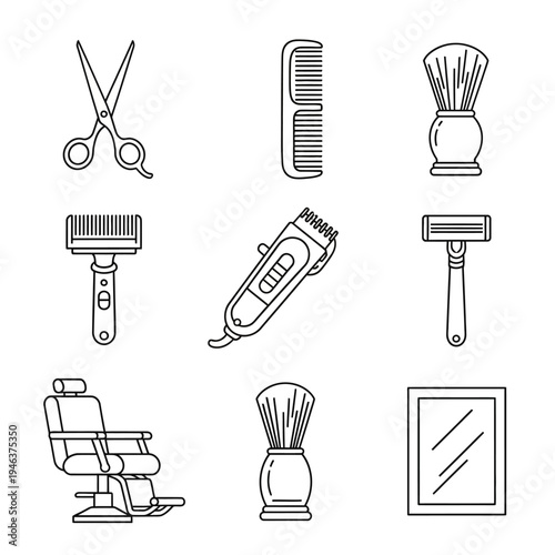 Barber tools and equipment collection.