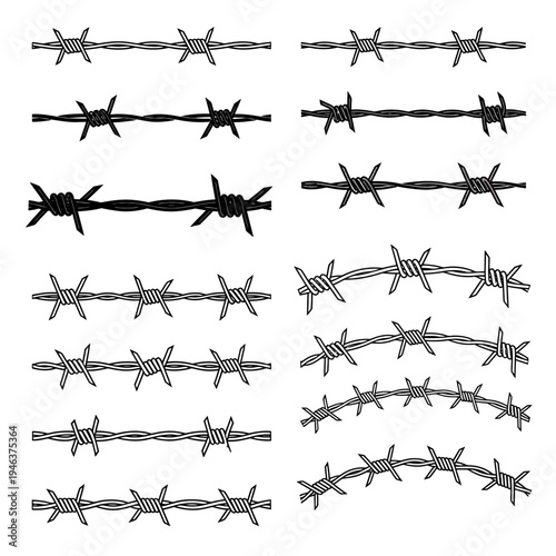 Barbed wire fence metal pieces.