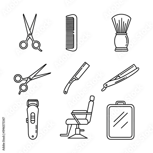 Barber shop tools and equipment.