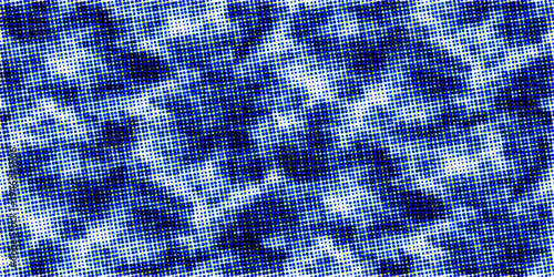 A futuristic blue abstract mosaic background features a bright geometric pattern of digital pixels and square shapes for a modern business wallpaper design