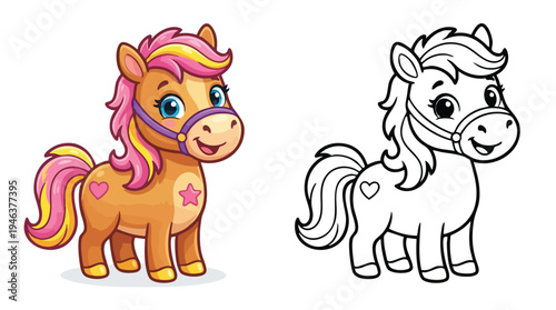 Little Pony Character for Coloring Book or Kids Activity