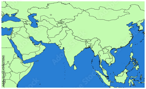 Outline Map of Asia Asian Continental Map with countries Vector Map.ai