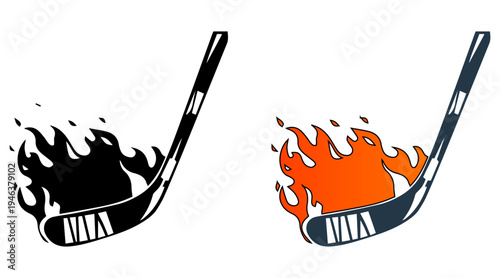 Hockey stick icon. Black silhouette. Side view. Vector simple flat graphic illustration. Isolated object on a white background. Isolate.