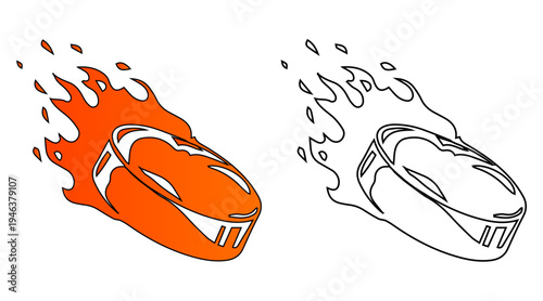 Ice hockey logo icon with swoosh design