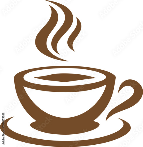 Coffee Cup with Steam Brown Vector Icon