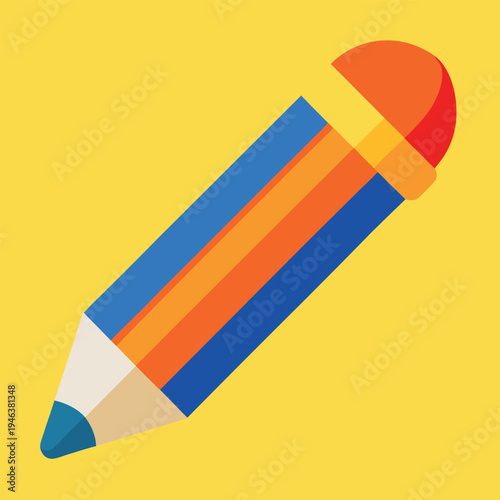 Vector illustration of a pencil and eraser