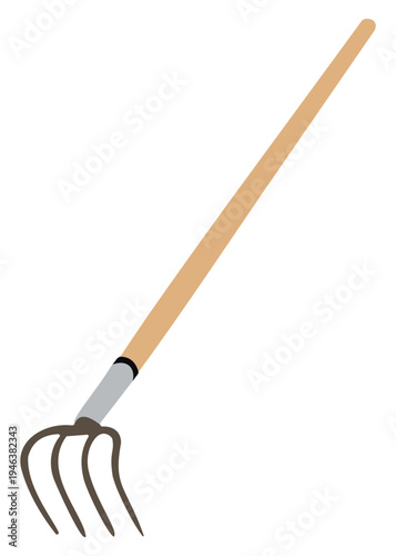 Garden pitchfork farming tool flat vector