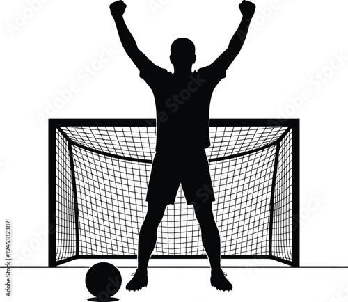 Soccer Player Celebrating Goal In Front Of Net