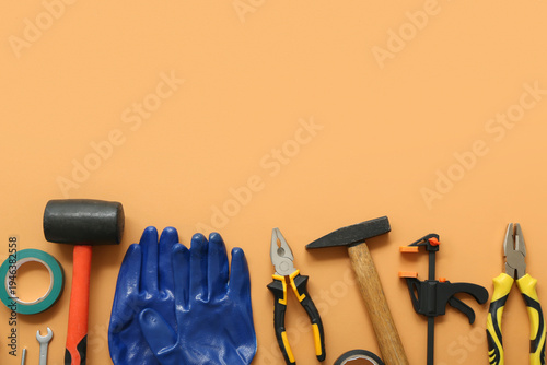 Carpenter's tools and glove...