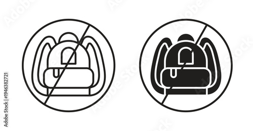 No backpacks allowed signs. web vector design