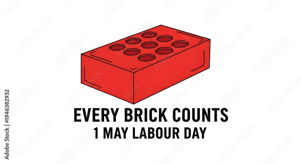 Fototapeta premium Labour day poster featuring a red lego brick with inspirational message