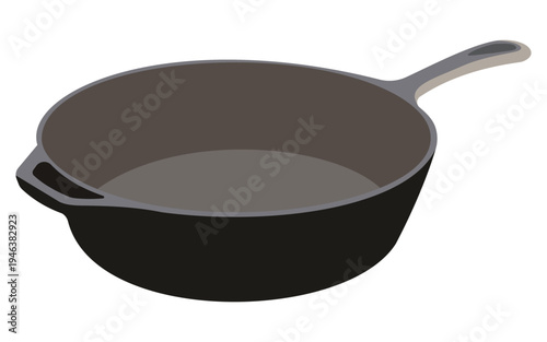 Cast iron skillet pan illustration isolated on white background