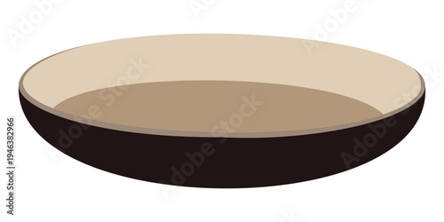 Shallow ceramic bowl illustration isolated on white background