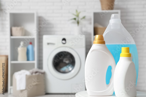 Bottles of detergent on tab...