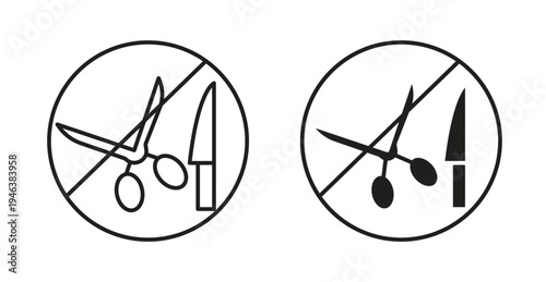 No scissors or no knives signs. web vector design