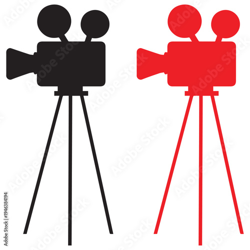 Movie film camera silhouette video projector icon Victor illustration Art