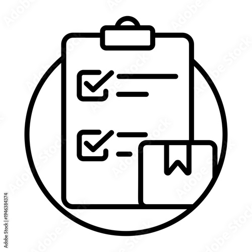 A linear icon showing a product checklist