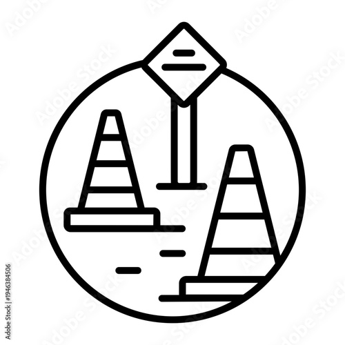 A linear icon showing cones