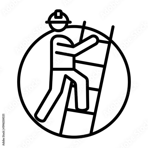 A linear icon showing a ladderman