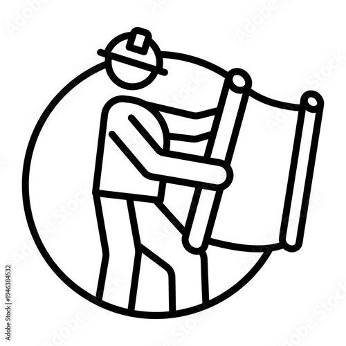 A linear icon showing architect