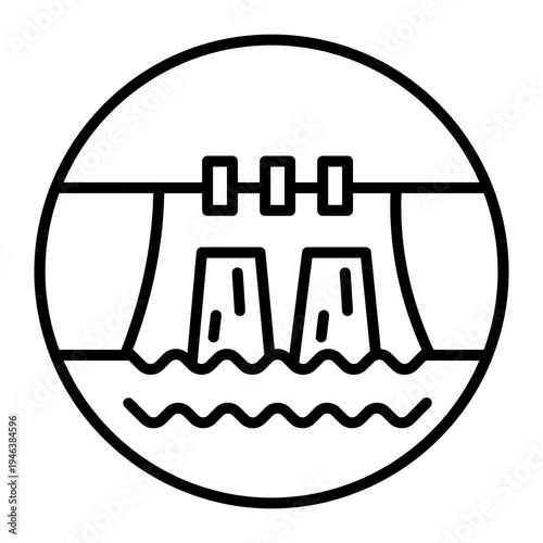 A linear icon showing hydroelectric power