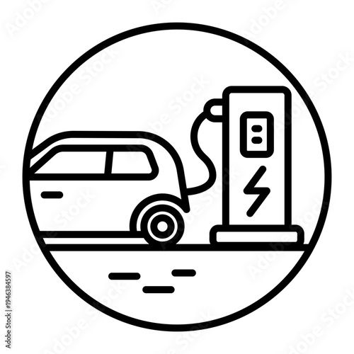 An outline icon depicting an electric vehicle
