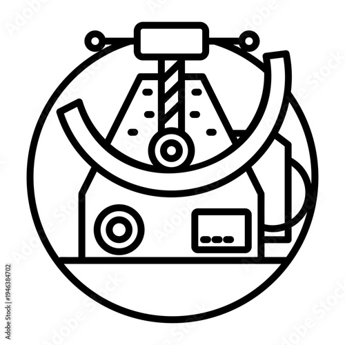 Line style icon depicting a bending machine