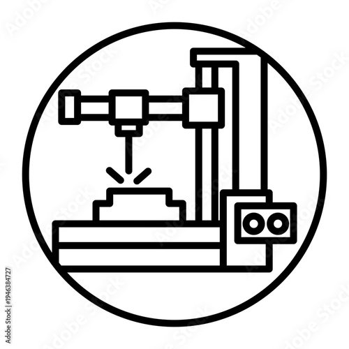 An outline icon depicting a 3d printer