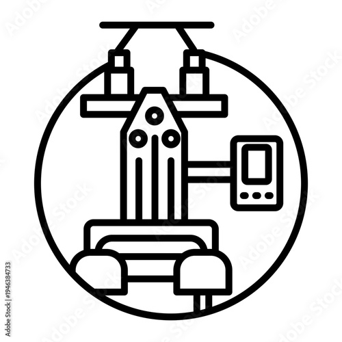 Line style icon depicting a spindle machine