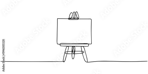 Wooden easel with blank canvas for painting and presentation illustration