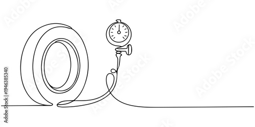 Hand drawn number 0 with cable headphones and computer technology connection vector illustration design