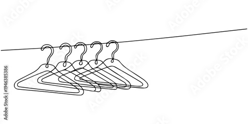 Clothes hanging on rope with flying paper plane and aircraft silhouette illustration on white background
