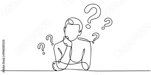 Man with question mark cartoon concept for business and finance idea