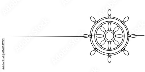 Ship steering wheel isolated vintage nautical helm icon illustration vector