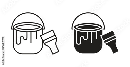 Paint bucket and paint brush icon. web vector design