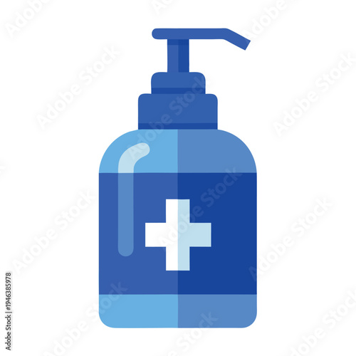 Blue plastic bottle with shower gel