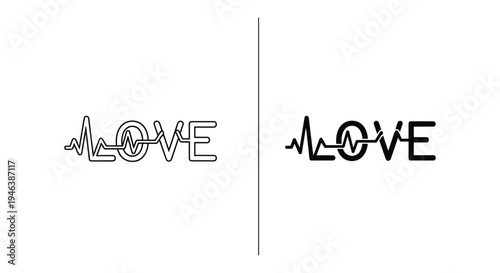 Heartbeat love symbol logo design
