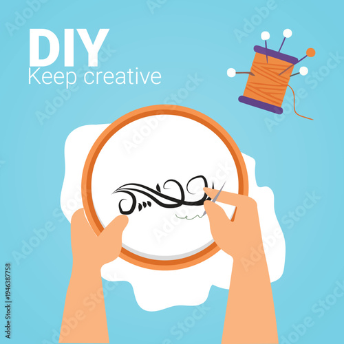 DIY craft, embroidery, creative hobby, sewing, hand stitching