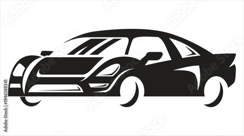 Modern luxury sports car silhouette vector illustration on transparent
