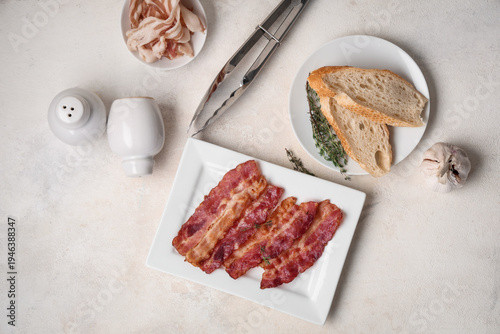 Plate with slices of fried ...