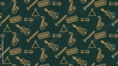 Musical instrument doddle pattern design 