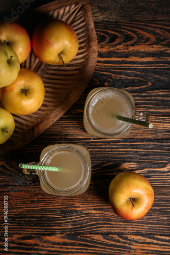 Mason jars of fresh apple k...