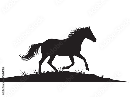 Running Horse Silhouette Vector
